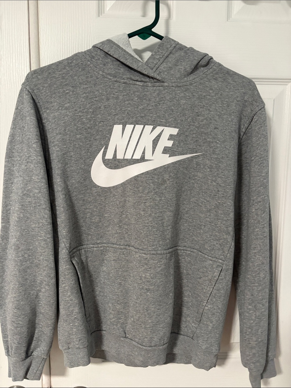 Nike Gray Heather Pullover Hoodie with White Swoosh